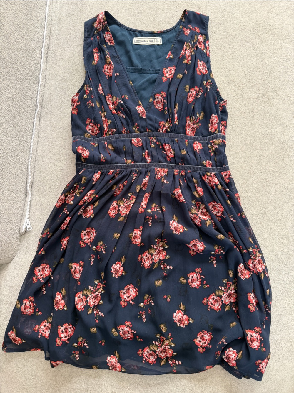 Abercrombie & Fitch Navy Floral dress with Pink Roses